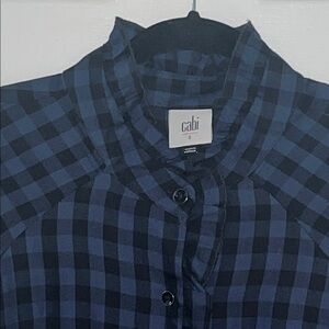 CAbi Navy and Black Checkered Shirt